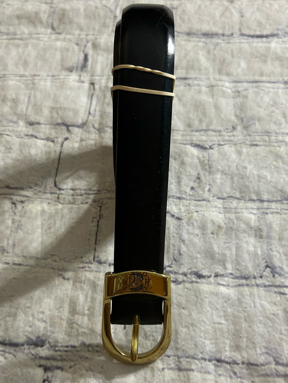 JONES NEW YORK HAND GLAZED P.U.COATED SPLIT COWHIDE TAIWAN MADE BLACK BELT L